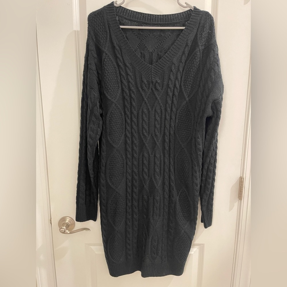 Cable knit sweater dress